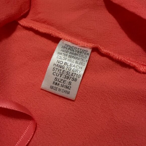 NWT She + Sky Halter Top Womens Coral Cotton Blend Pleated Swing Crop Top Size S - Picture 9 of 10